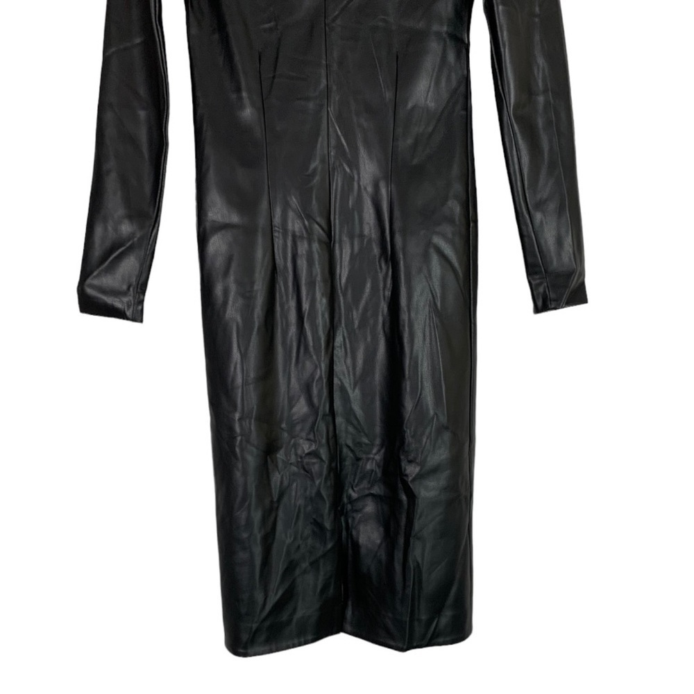 MDNT:45 NWT Faux Leather Midi Dress Black Size XS - Picture 10 of 11